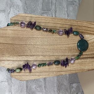 Artisan Crafted Amethyst/Turquoise/Crystal Bead Necklace